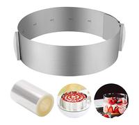ZITFRI Cercle a Patisserie Reglable Cercle Gateau Extensible Ø 16-30cm Cercles Entremet Rond INOX Moule Fraisier Mousse Dessert avec Collier à Gâteau