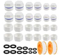 Zithgen Bouchon Plomberie Set 24 Pièces | Bouchons Mâles/Femelles 1/2" 3/4" 1" | En PPL-R | Étanches & Réutilisables | Avec Joints Caoutchouc & Ruban d'Étanchéité | Pour Robinet, Radiateur