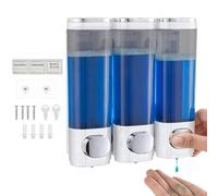 Zithgen Distributeur Mural 3 en 1 sans Perçage | pour Gel Douche, Shampooing & Savon | 900 ML Total | Fixation Adhésive ou Vis Incluses | pour Salle de Bain, Cuisine, Hôtel (Argent)