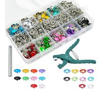 Zithgen Lot de 240 Paires de Boutons-Pression en Métal - 10 Couleurs - Diamètre 9.5mm, Épaisseur : 3 mm - avec Pince Métallique et Poinçon - pour Vêtements Jeans, Cuir, Sacs & Artisanat DIY