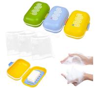 Zithgen Lot de 3 Boîtes à Savon de Voyage | Étanches Anti-Fuite avec Égouttoir & 3 Sacs à Savon | Multicolor (Bleu, Vert, Jaune) | Portable pour Salle de Bain, Douche, Camping, Gymnase