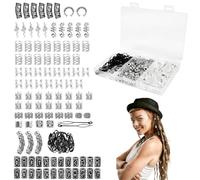Zithgen Perles Viking pour Barbe et Cheveux | Lot de 219 Pièces en Métal Argenté et Noir | Inclut Élastiques Noirs et Outils de Tressage | Accessoires Unisexe pour Tresses, Dreadlocks