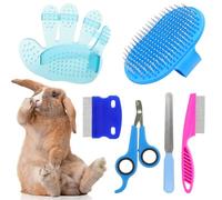 ZITSMS Kit de toilettage pour lapin, brosse pour la perte de poils avec coupe-ongles pour lapin, coupe-ongles avec peignes pour animaux de compagnie, hamster, cochon d'Inde, furet (lot de 6)