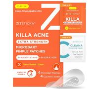 ZitSticka KILLA - Lot de 4 patchs anti-acné extra forts de qualité médicale - Patchs avancés à action rapide pour les premiers zits - Commence à fonctionner en 2 heures