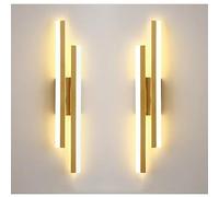 ZITTRO Applique Murale Minimaliste Moderne à Bande dorée, Applique Murale linéaire d'intérieur 16 W, 3 Couleurs, lumière de vanité, Appliques de Chevet câblées pour Chambre à Coucher, Salon, Couloir,