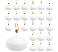 ZITUZY Lot de 24 bougies flottantes blanches de 5 cm, non parfumées, pour piscine de mariage, baignoire de Saint-Valentin, dîner, décoration de Noël (blanc)