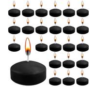 ZITUZY Lot de 24 bougies flottantes noires, 5 cm, non parfumées, pour piscine de mariage, baignoire de Saint-Valentin, dîner, décoration de Noël (noir)