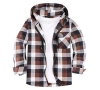 ZITY Chemise en Flanelle à Manches Longues et Capuche pour Homme Chemise de Bûcheron à Carreaux décontractée à Capuche Zippée Veste de Travail à Manches Longues M à 3XL