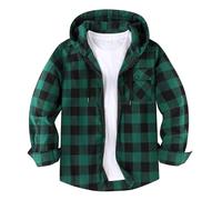 ZITY Chemise en Flanelle à Manches Longues et Capuche pour Homme Chemise de Bûcheron à Carreaux décontractée à Capuche Zippée Veste de Travail à Manches Longues M à 3XL