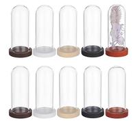 ZIUBMVDYC Dôme en Verre, 10 Ensembles de Cloche d'affichage en Verre, dôme, bocaux avec Base Bois, Bouteilles, décoratifs, vitrine 1.9x0.7 pouces/5x2cm(5x2cm)