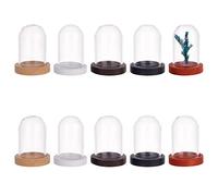 ZIUBMVDYC Dôme en Verre, 10 Ensembles de Cloche d'affichage en Verre, dôme, bocaux avec Base Bois, Bouteilles, décoratifs, vitrine 1.9x0.7 pouces/5x2cm(3x2cm)