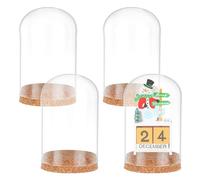 ZIUBMVDYC Dôme en Verre, Cloche d'exposition en Verre, 4 pièces, Pot de avec Base liège, Couvercle dôme, bocaux décoratifs, vitrine 8x12cm