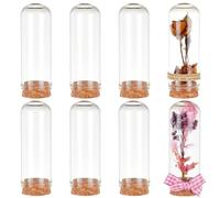 ZIUBMVDYC Dôme en Verre, Cloche en Verre avec Couvercle Forme de dôme, 8 pièces, Base liège, Bouteilles, bocaux décoratifs, vitrine 1.18x3.4 Pouces