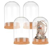 ZIUBMVDYC Dôme en Verre, Couvercle de Pot Cloche, dôme d'exposition avec Base en liège, Bouteilles Verre, bocaux décoratifs, vitrine 6,5x11cm, 4 pièces