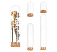 ZIUBMVDYC Dôme en Verre, Dôme d'affichage de Cloche en Verre 4 pièces, Pot Styles avec Base liège, décoratif, vitrine Transparente