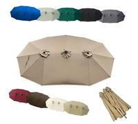 ZIUSFAC 12 Baleines Toile De Rechange pour Parasol Double Auvent De Rechange Imperméable en Tissu 460×270cm Tissu De Rechange pour Parasol De Jardin(Khaki)