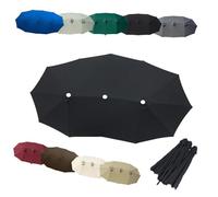 ZIUSFAC 12 Baleines Toile De Rechange pour Parasol Double Auvent De Rechange Imperméable en Tissu 460×270cm Tissu De Rechange pour Parasol De Jardin(Black)