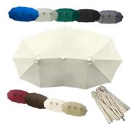 ZIUSFAC 12 Baleines Toile De Rechange pour Parasol Double Auvent De Rechange Imperméable en Tissu 460×270cm Tissu De Rechange pour Parasol De Jardin(Beige)