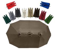 ZIUSFAC 460×270cm Auvent De Rechange 12 Baleines Grand Housse De Rechange pour Parasol Double Toile De Rechange pour Parasol De Jardin Double(Brown)