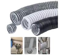 ZIUSFAC 76mm Tuyau D'échappement Flexible Tuyau De Ventilation IsoléTuyau D'évacuation D'air En Aluminium Tube De Ventilation Longueur 7m Tuyau D'air(Black,150mm/5.9in)