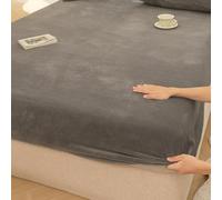 ZIUSFAC Drap Housse en Velours 100×200 120×200cm Housse De Protection pour Matelas Épais Linge De Lit Réglable d'hiver Drap-Housse Peluche Doux Chaud(Gray1,135x200cm/53x79in)