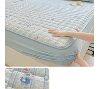 ZIUSFAC Drap Housse Microfibre Respirant Parure De Lit Doux Protège-Matelas Confortable Bonnet 25cm Drap-Housse Imprimé Fleur Matelassé Linge De Lit 90×200(Blue,120x200cm/47x79in)