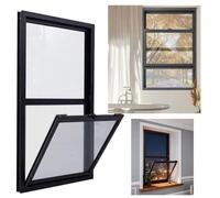 ZIUSFAC Fenêtre Coulissante Verticale Fenêtre De Service en Aluminium 60×45cm Fenêtre De sous-Sol avec Verre Trempé, pour Poulailler Magasin Salle De Bain, Noir((HxW) 70x43cm/28x17)
