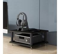 ZIUSFAC Meuble Chaine HiFi À 4 Etagères Audio/Vidéo Armoire D'équipement Multifonctionnel Tour De Support Audio Armoire AV Centre De Divertissement Rack pour Bureau/Salon(Black,2 Tier)