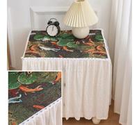 ZIUSFAC Nappe De Table Chevet 45×45cm Housse Anti-poussière pour avec Bordure Coton Et Lin Personnalisée(F,60x60x45cm/23.6x23.6x17.7in)
