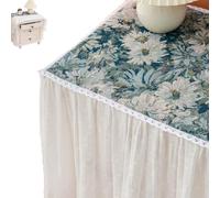 ZIUSFAC Nappe De Table Chevet 45×45cm Housse Anti-poussière pour avec Bordure Coton Et Lin Personnalisée(A,40x50x45cm/15.7x19.7x17.7in)