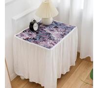 ZIUSFAC Nappe De Table Chevet 45×45cm Housse Anti-poussière pour avec Bordure Coton Et Lin Personnalisée(C,45x50x45cm/17.7x19.7x17.7in)