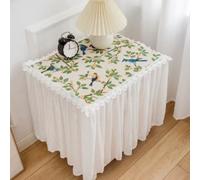 ZIUSFAC Nappe De Table Chevet 45×45cm Housse Anti-poussière pour avec Bordure Coton Et Lin Personnalisée(H,40x40x45cm/15.7x15.7x17.7in)