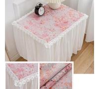 ZIUSFAC Nappe De Table Chevet 45×45cm Housse Anti-poussière pour avec Bordure Coton Et Lin Personnalisée(G,40x40x45cm/15.7x15.7x17.7in)