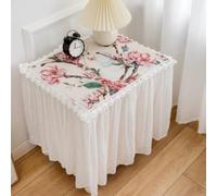 ZIUSFAC Nappe De Table Chevet 45×45cm Housse Anti-poussière pour avec Bordure Coton Et Lin Personnalisée(I,40x40x45cm/15.7x15.7x17.7in)