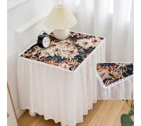 ZIUSFAC Nappe De Table Chevet 45×45cm Housse Anti-poussière pour avec Bordure Coton Et Lin Personnalisée(D,60x60x45cm/23.6x23.6x17.7in)