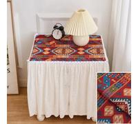 ZIUSFAC Nappe De Table Chevet 45×45cm Housse Anti-poussière pour avec Bordure Coton Et Lin Personnalisée(J,45x45x45cm/17.7x17.7x17.7in)