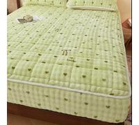 ZIUSFAC Parure De Lit Velours Corail Drap-Housse Épaisse d'hiver Drap Housse Chaud Doux Housse Matelas 150×200 180×220 Protège-Matelas Poche Profonde 28cm(Green,120x200cm/47x79in)