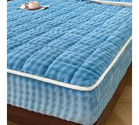 ZIUSFAC Parure De Lit Velours Corail Drap-Housse Épaisse d'hiver Drap Housse Chaud Doux Housse Matelas 150×200 180×220 Protège-Matelas Poche Profonde 28cm(Blue1,150x190cm/59x75in)