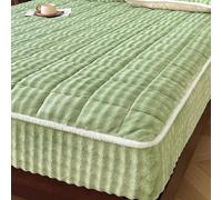 ZIUSFAC Parure De Lit Velours Corail Drap-Housse Épaisse d'hiver Drap Housse Chaud Doux Housse Matelas 150×200 180×220 Protège-Matelas Poche Profonde 28cm(Green1,150x200cm/59x79in)