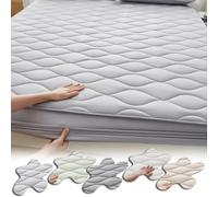 ZIUSFAC Protège-Matelas Lavable Parure De Lit Ourlet Élastique Drap Housse 90/150/180/200/220cm Housse De Matelas en Polyester Drap-Housse 28cm De Profondeur(Light Gray,200x220cm/79x87in)