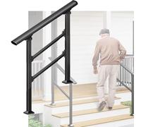 ZIUSFAC Rampe D'escalier 4 À 5 Marches Main Courante pour Escalier Garde-Corps D'escalier Exterieur Noir Rambarde Extérieur Garde Corps pour Entrée De Maison Jardin(100cm/39.4n(2-3 Step))