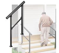 ZIUSFAC Rampe D'escalier 4 À 5 Marches Main Courante pour Escalier Garde-Corps D'escalier Exterieur Noir Rambarde Extérieur Garde Corps pour Entrée De Maison Jardin(60cm/23.6in(1-2 Step))
