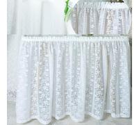 ZIUSFAC Rideau Anti-Poussière Blanc Rideau Cache Placard Auto-Adhésif Rideaux sous L'évier Brodé Rideaux D'armoires 90cm 130cm Large Rideau De Placard pour Dressing(White 4,130x60cm/51.1x23.6in)