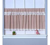 ZIUSFAC Rideau Armoire en Coton Rideau Cache Placard avec Dentelle Rideaux sous L'évier Tartan Passe Tringle Rideau De Placard Style Campagnard(Brown,140x100cm/55x39.4in)