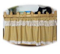 ZIUSFAC Rideau Armoire en Coton Rideau Cache Placard avec Dentelle Rideaux sous L'évier Tartan Passe Tringle Rideau De Placard Style Campagnard(Yellow,90x45cm/35.4x17.7in)