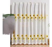 ZIUSFAC Rideau D'armoire À Chaussure Rideau pour Placard Ouvert Rideaux Armoire avec Rail Coulissant Rideau sous Evier Brodé Floral Rideau Anti-Poussière(Flower,80x150cm/31.5/h59in)