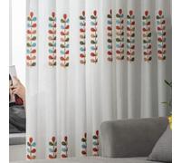 ZIUSFAC Rideau D'armoire À Chaussure Rideau pour Placard Ouvert Rideaux Armoire avec Rail Coulissant Rideau sous Evier Brodé Floral Rideau Anti-Poussière(Leaf,100x200cm/39.4x78.7in)