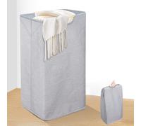 Zivacate 100L Panier a Linge, XL Panier à Linge pliable Bac à Linge avec Manche en Bois, Corbeille à Linge grande Panier de Linge Sale pour Chambre Salon Chambre D'enfant Salle de Bain 74x41x33cm Gris