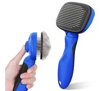 Zivacate Brosse Chat Brosse Chien, Idéale pour Poils Longs et Courts, Épilation en Un Clic, Autonettoyante, Élimine les Poils Morts, Manche Antidérapant, Accessoires Animaux - Bleu-Noir