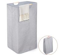 Zivacate Panier a Linge Gris 100L, Bac à Linge pliable Panier à Linge avec Manche en Bois, Corbeille à Linge grande Panier de Linge Sale pour Chambre Salon Chambre D'enfant Salle de Bain 74x41x33cm